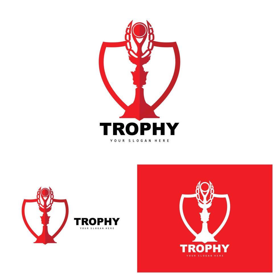 Championship Trophy Logo, Champion Award Winner Trophy Design, Vector Icon Template