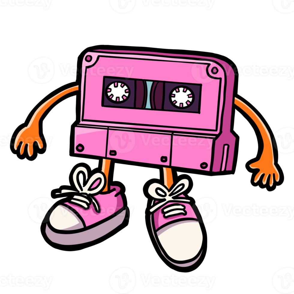 cute cassette tape boy character png