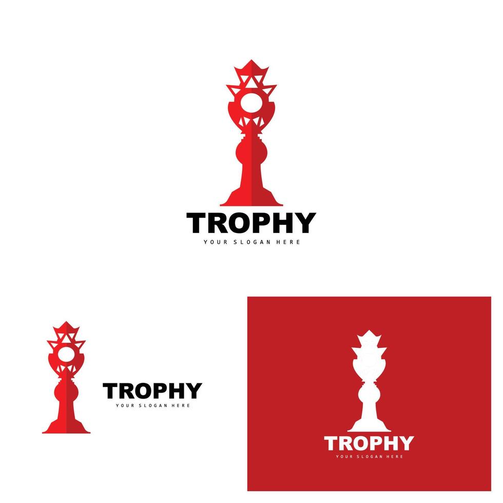 Championship Trophy Logo, Champion Award Winner Trophy Design, Vector Icon Template