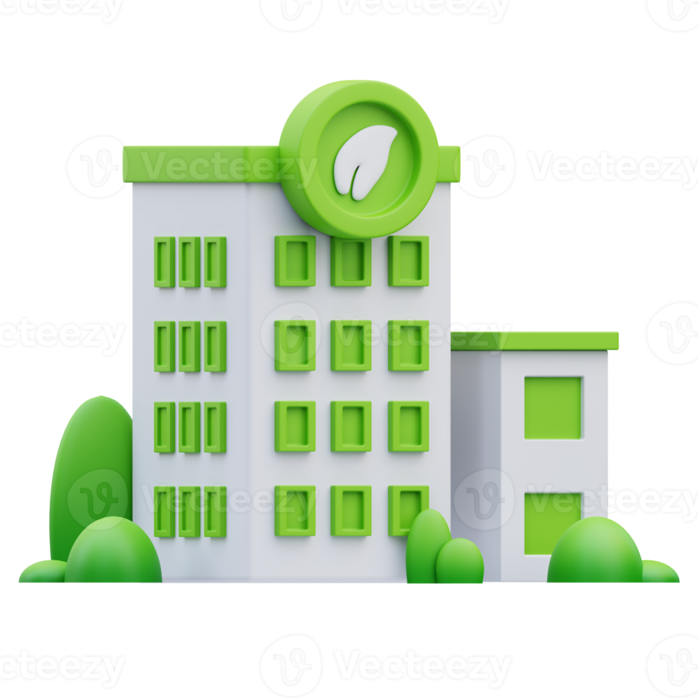 Ilustración de representación 3d del icono de la ciudad verde ecológica, perfecto para sus activos web y aplicaciones png