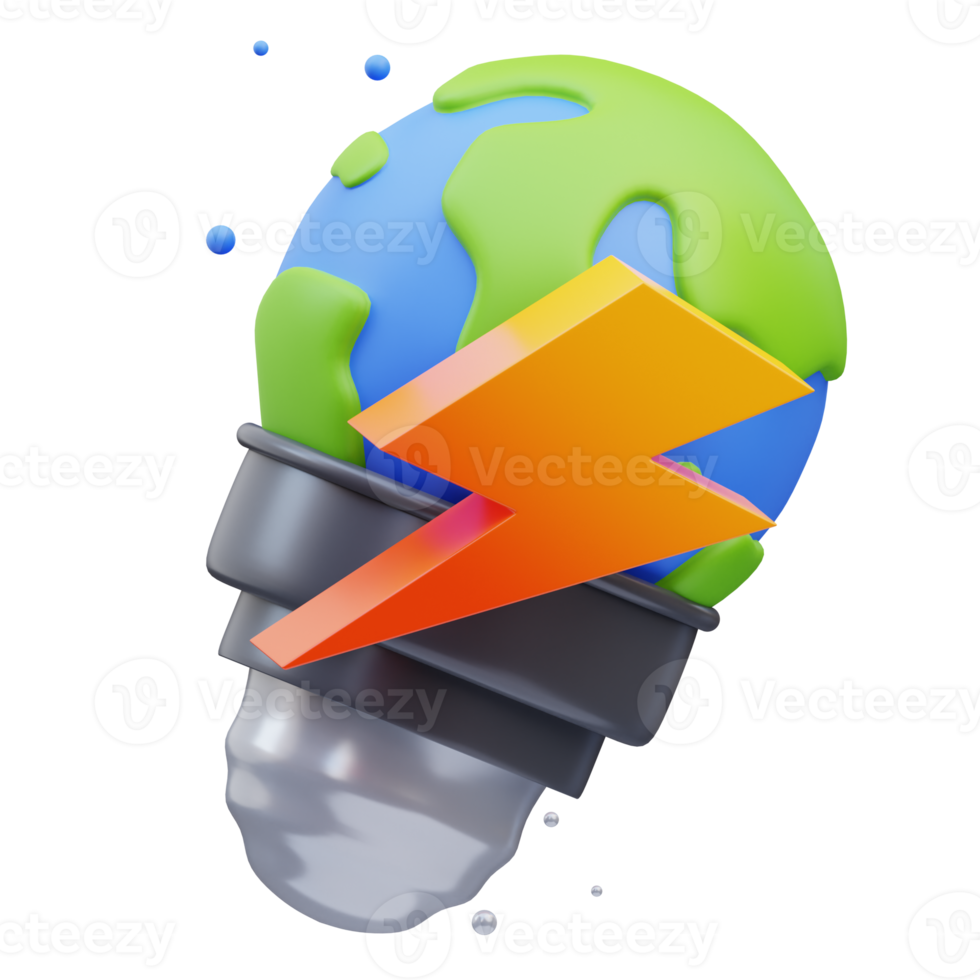 3d render illustration of ecofriendly earth electric energy icon