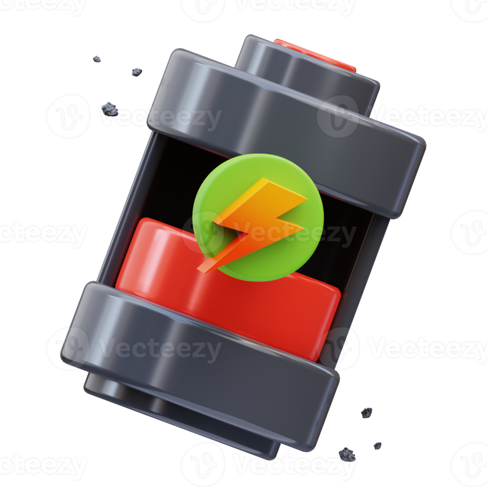 3D-Darstellung des Symbols für niedrige Batterieenergie, Ökologie png