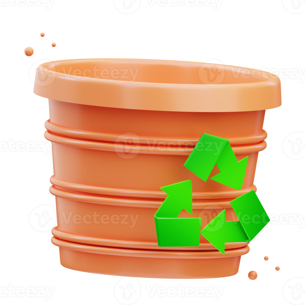 3d render illustration of recycling bin icon, ecology png