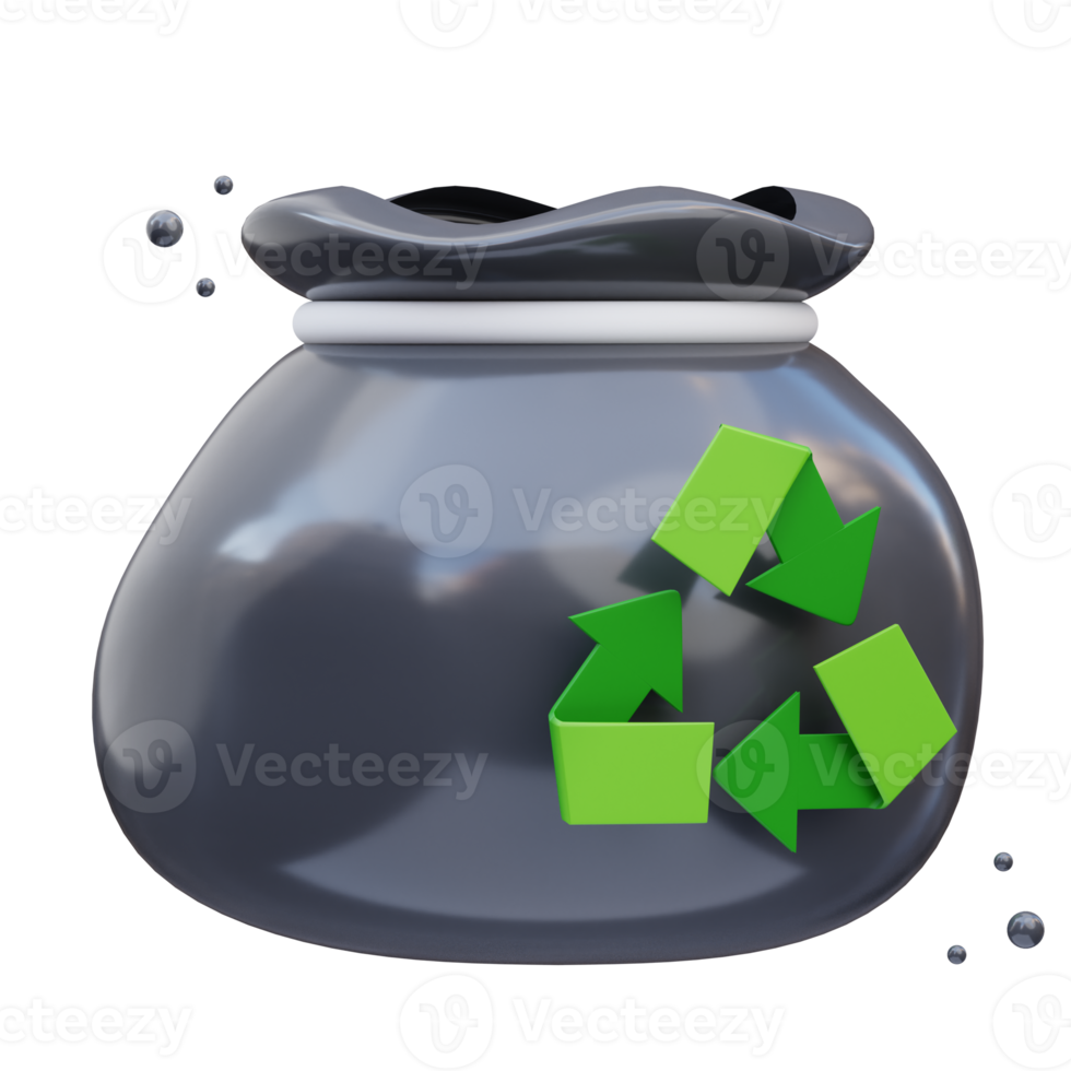 3d render illustration of plastic trash icon, ecology png