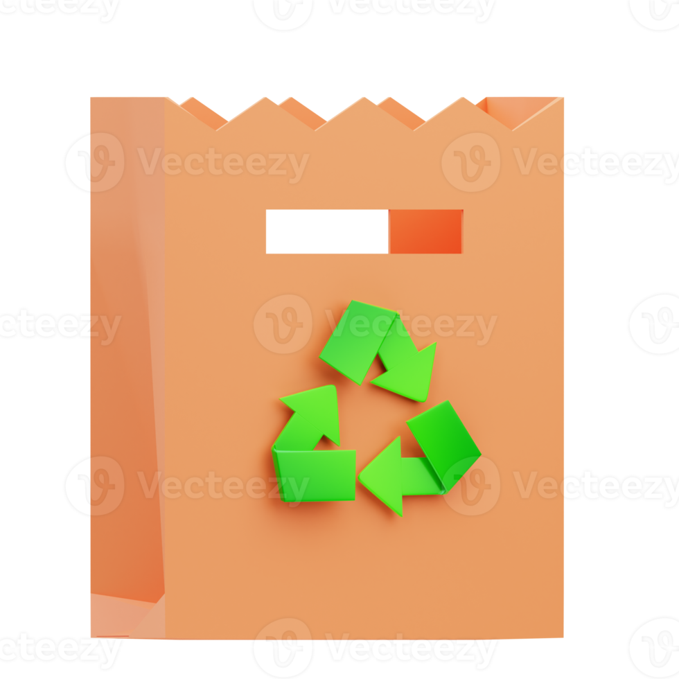 3d rendering eco friendly paper bag icon illustration, perfect for your web and app assets png