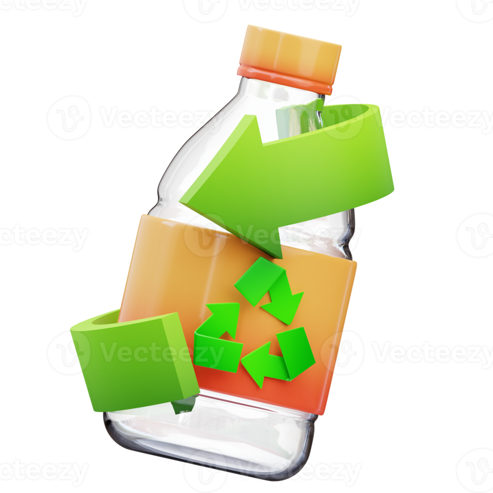 3d rendering eco-friendly recycle bottle icon illustration, perfect for your web and app assets png