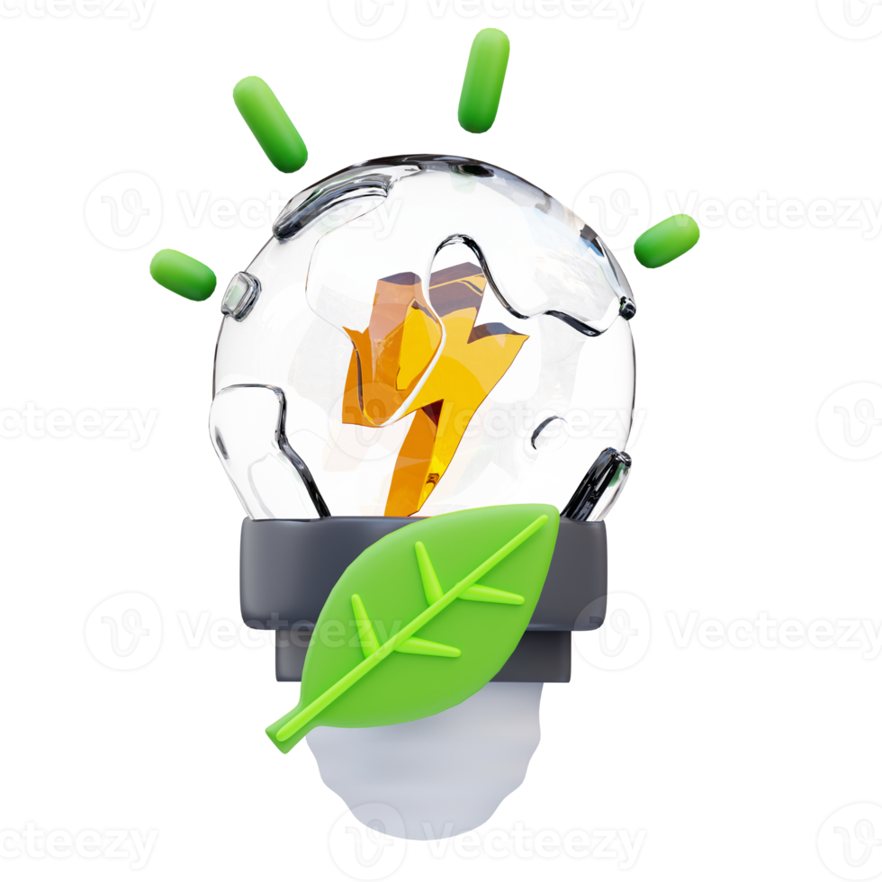 3d rendering eco-friendly light bulb icon illustration, perfect for your web assets and apps png