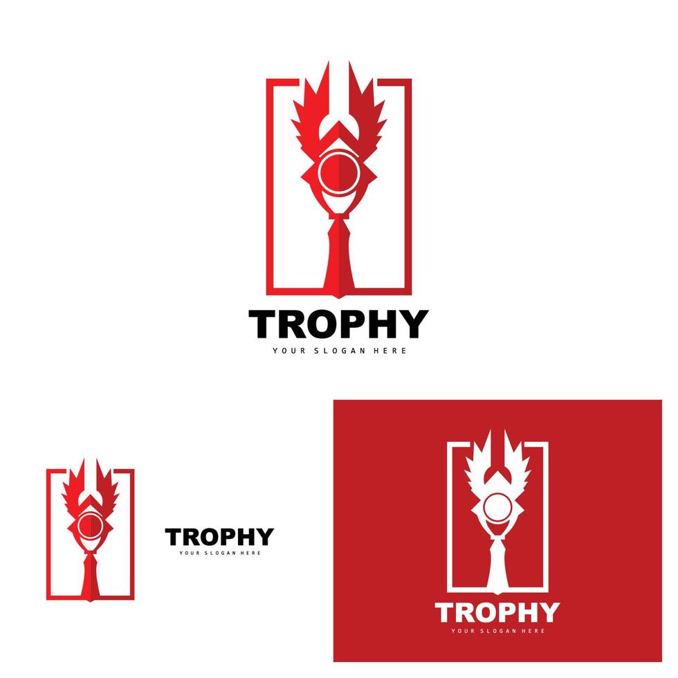 Championship Trophy Logo, Champion Award Winner Trophy Design, Vector Icon Template