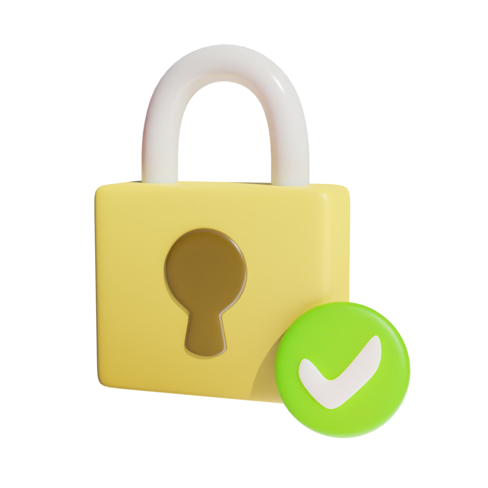 yellow padlock isolated on transparent background png