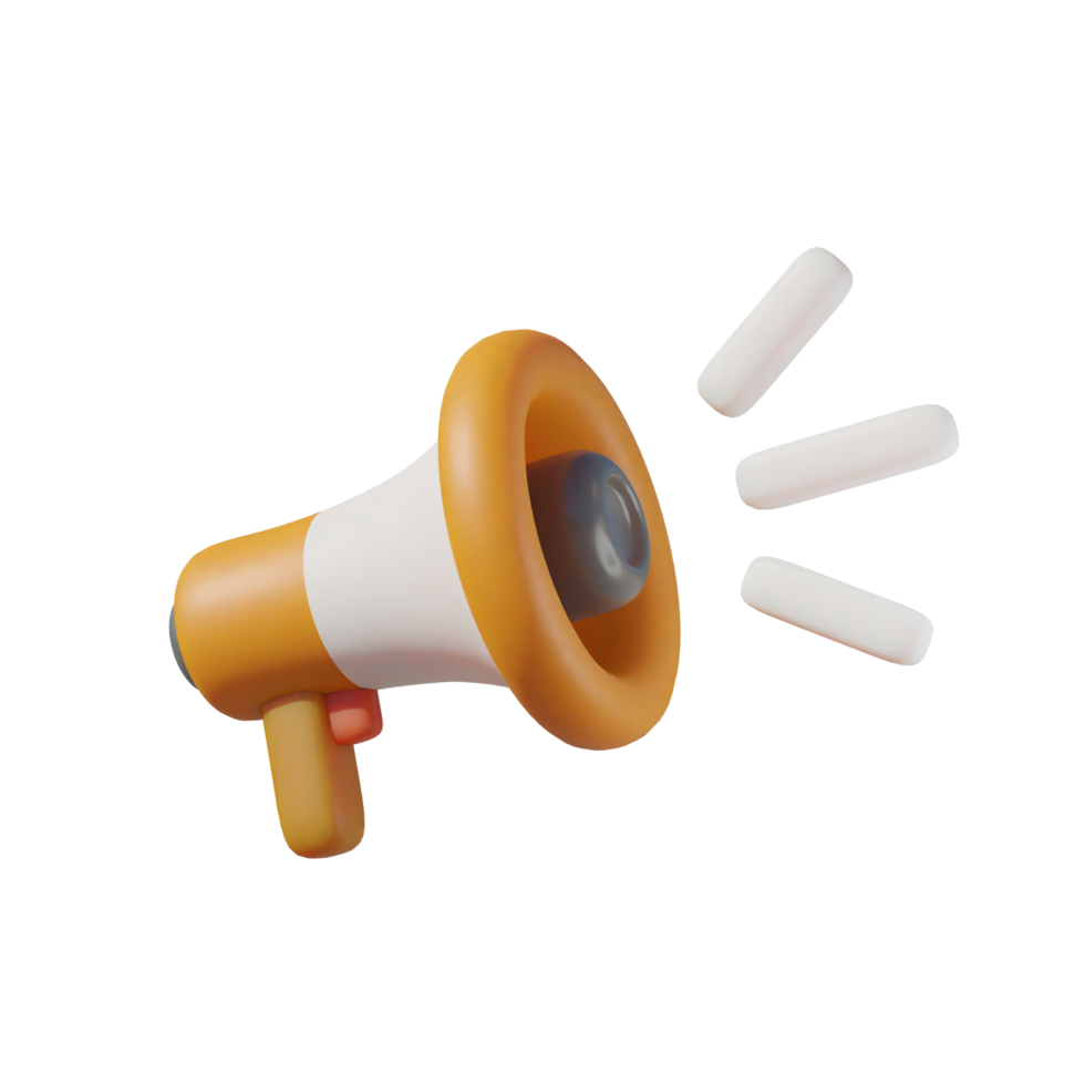 white and orange megaphone isolated on transparent backgound png