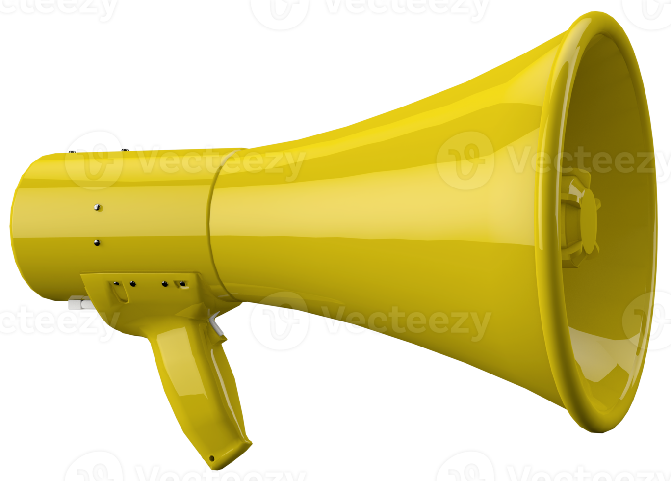 megafone amarelo sobre fundo isolado. renderização 3D png