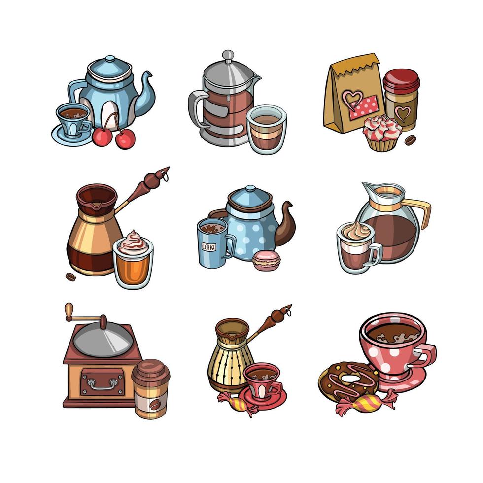 colección de símbolos de café para llevar para ilustración de restaurantes vector