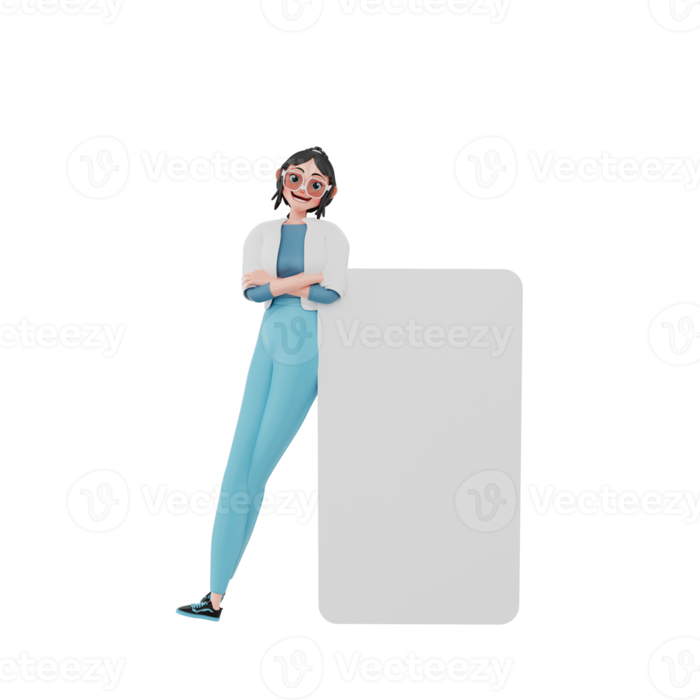 3d illustration girl businessman png