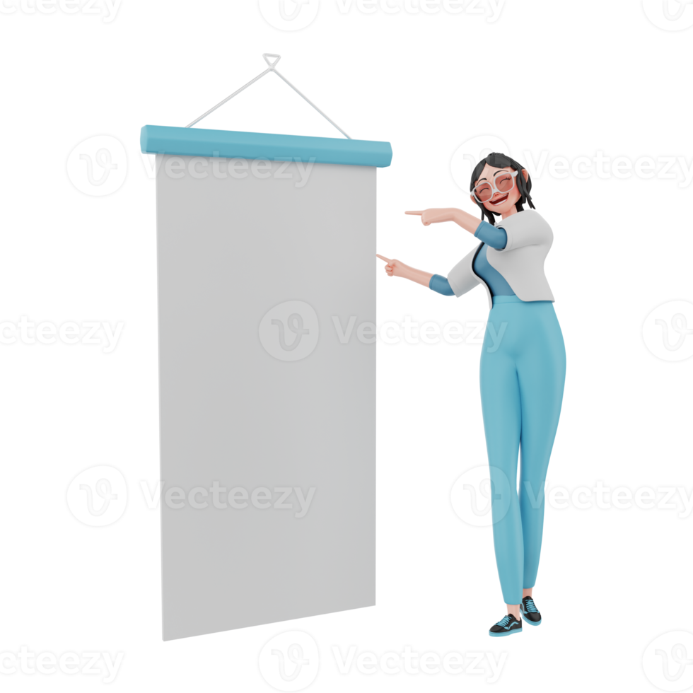 3d render character businesswoman illustration png