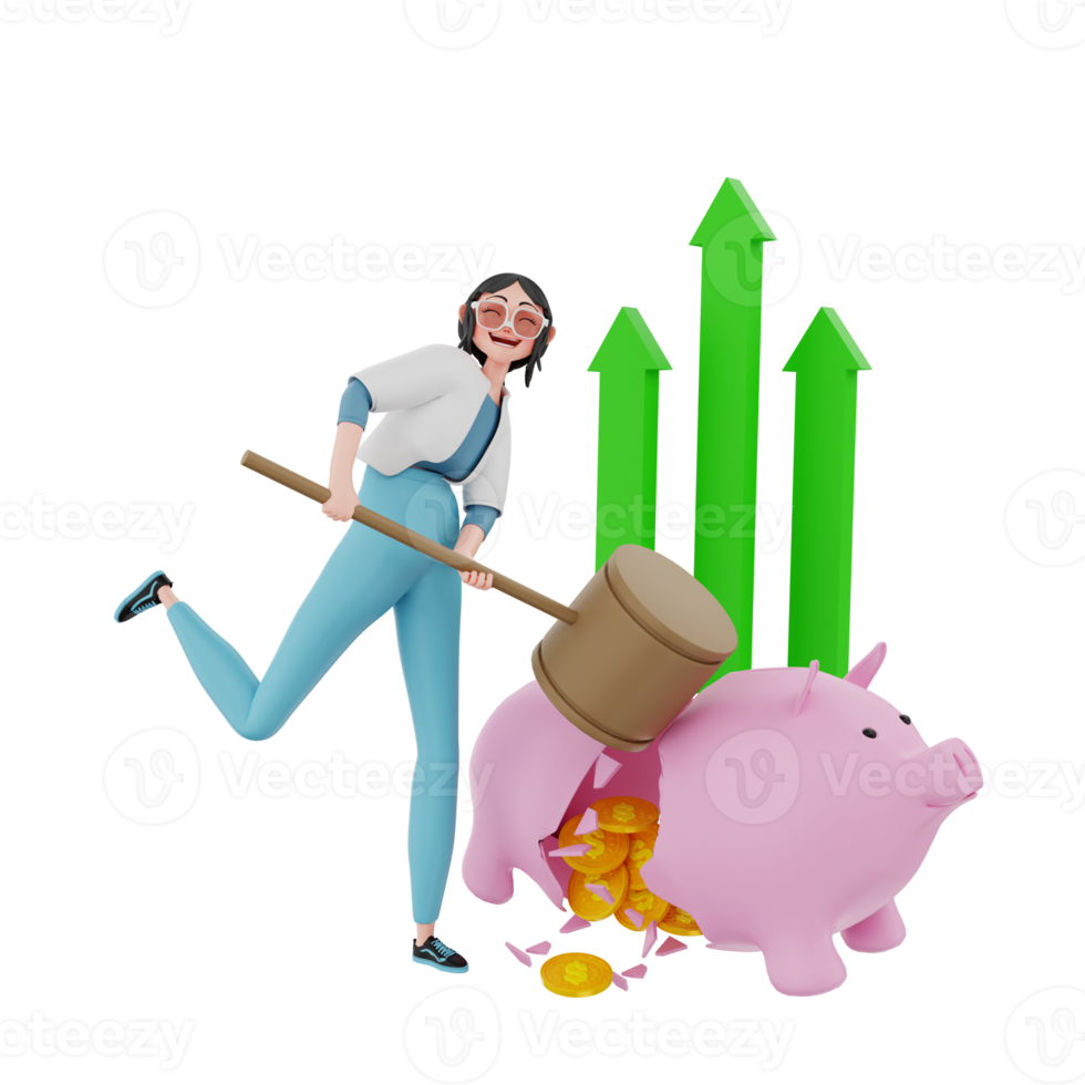 3d render character businesswoman illustration png