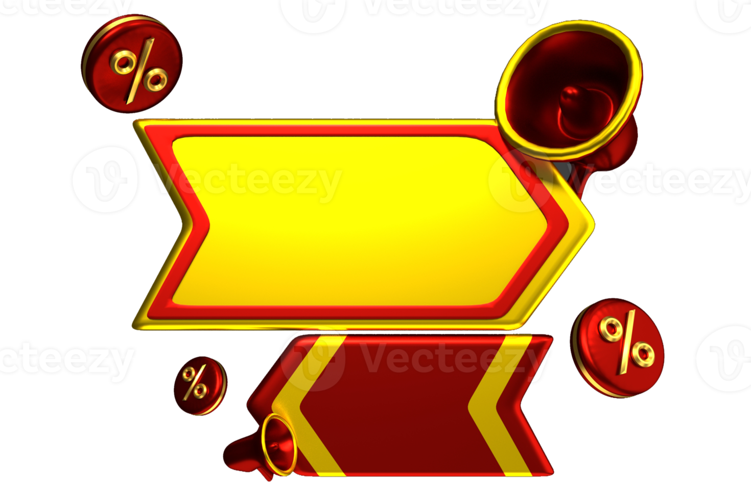 Étiquette de rendu 3d méga offre vente illustration 3d avec mégaphone et conception d'éléments sur fond jaune facile à utiliser pour la promotion png