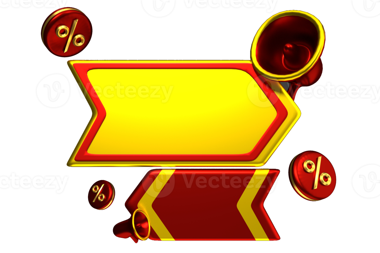 3d framställa märka mega erbjudande försäljning 3d illustration med megafon och element design på gul bakgrund lätt till använda sig av för befordran png