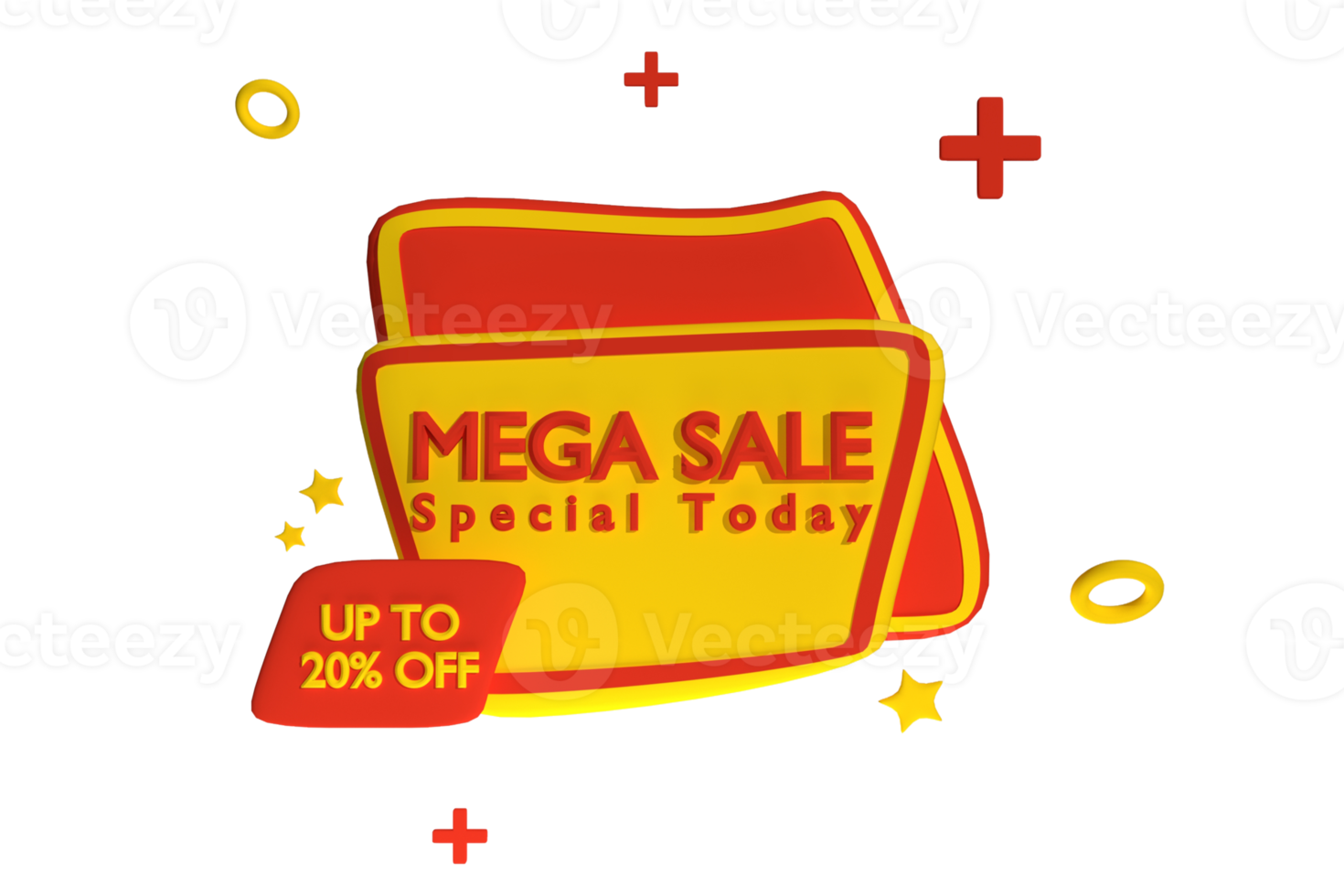 Rótulo de renderização 3d mega oferta ilustração 3d com design de megafone e elemento em fundo amarelo fácil de usar para promoção png
