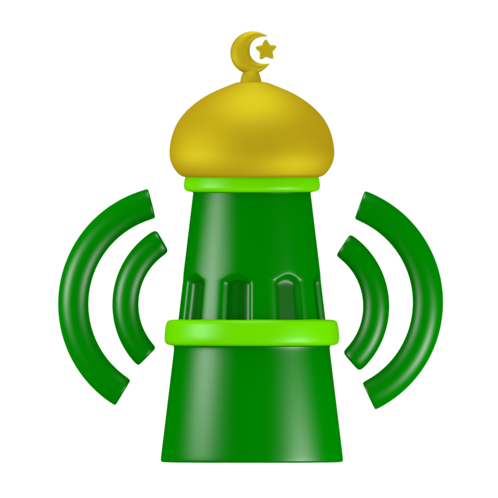 Cute icon 3d azan tower illustration with Ramadan and Eid al-Fitr theme png