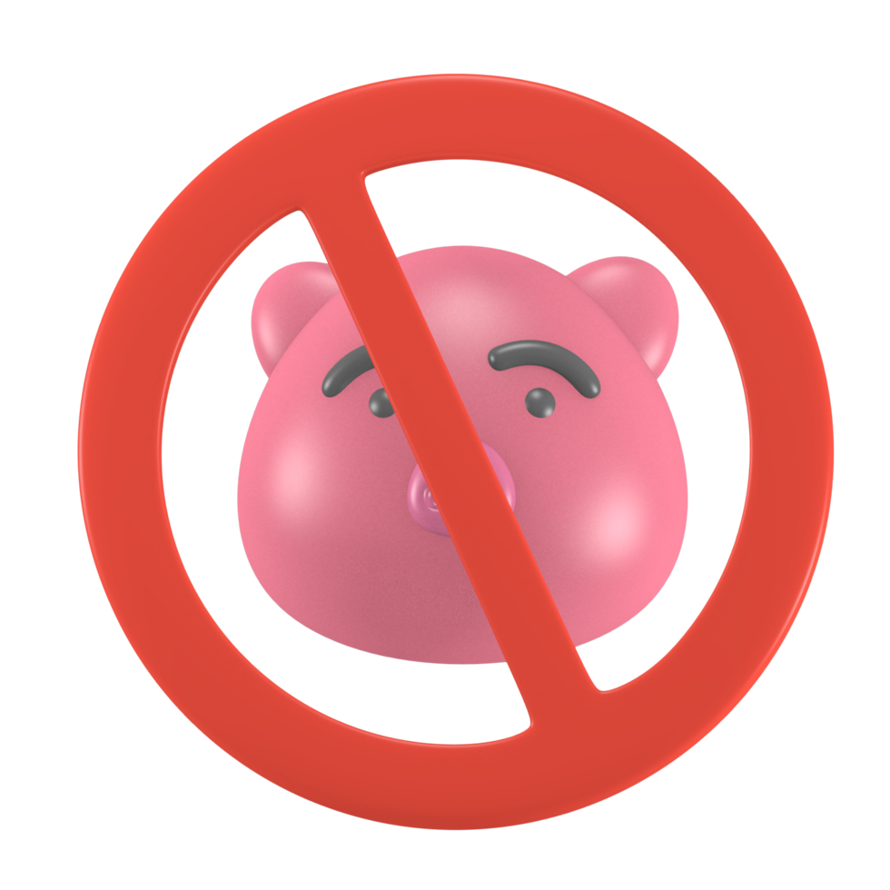 Cute icon 3d no pork illustration with Ramadan and Eid al-Fitr theme png