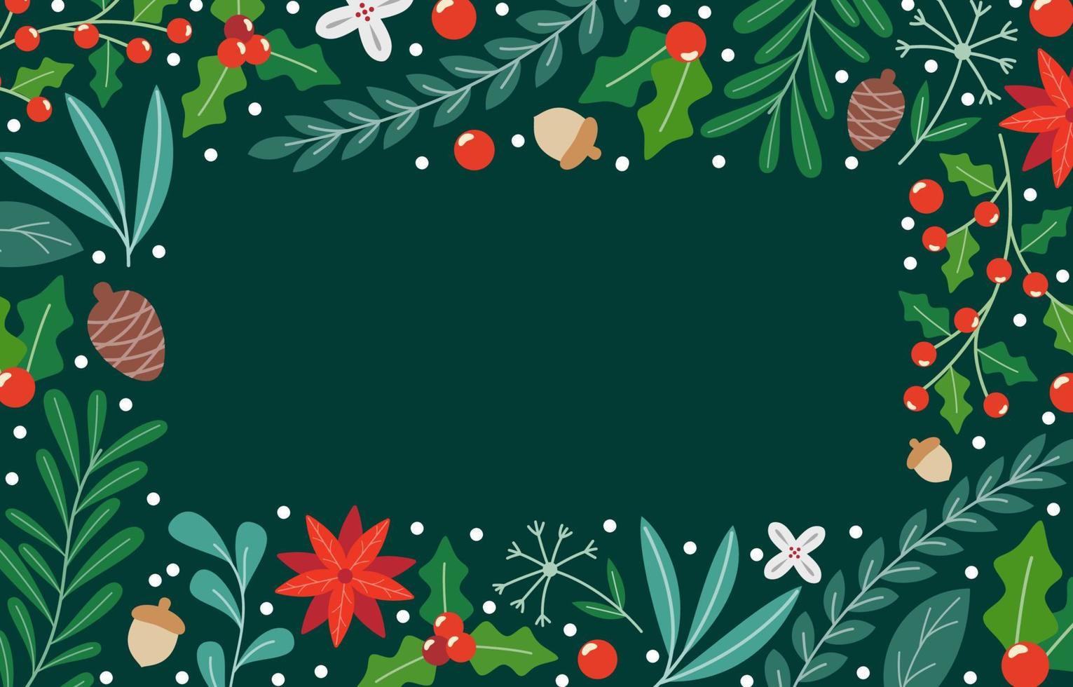 Winter Floral Border Background vector