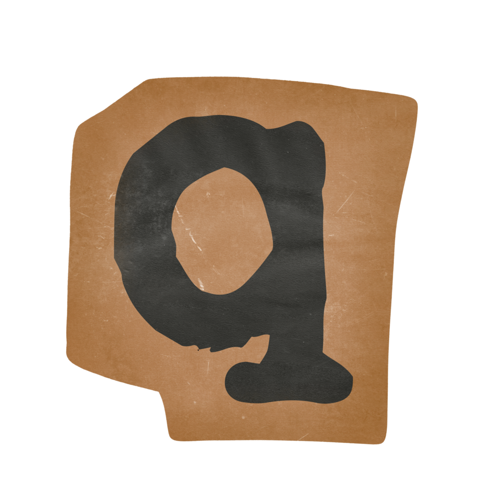 Vintage typewriter alphabet Letter Q png