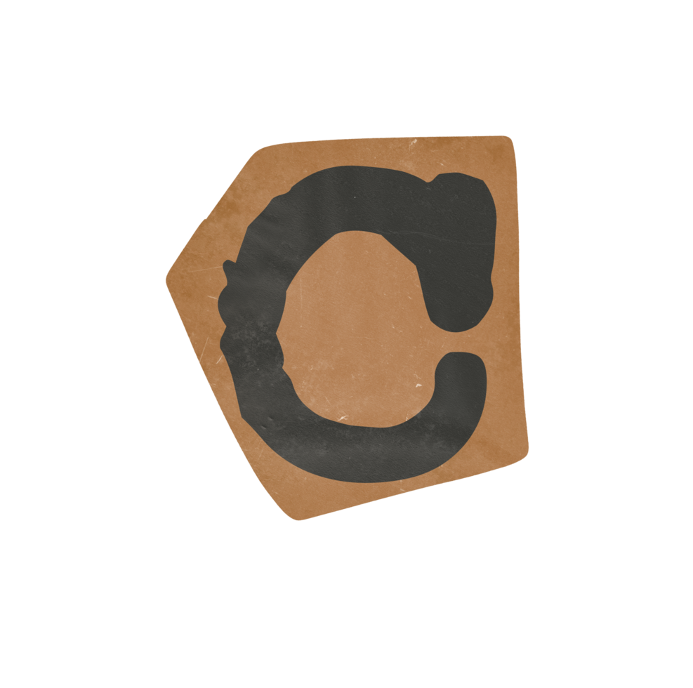 Vintage typewriter alphabet Letter C png
