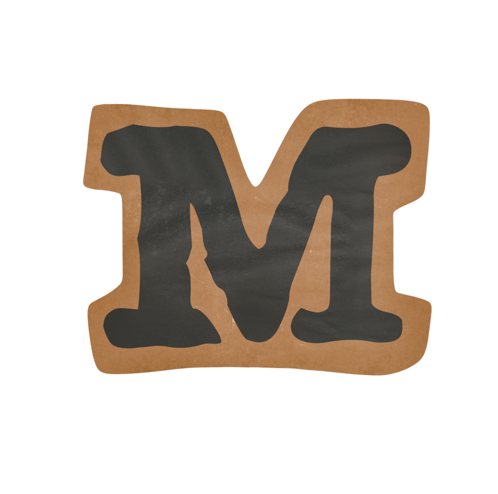 Vintage typewriter alphabet Letter M png