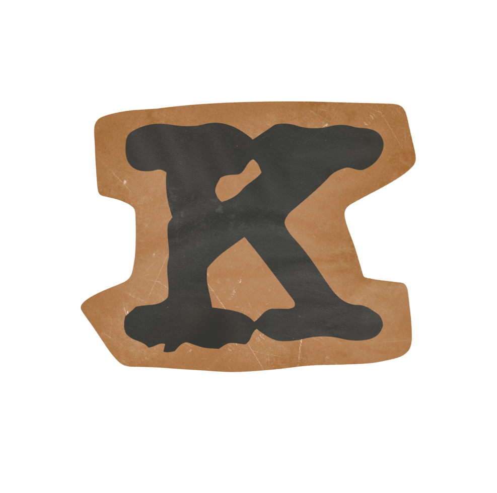 Vintage typewriter alphabet Letter K png