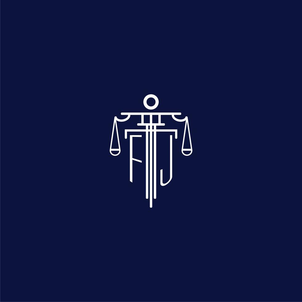 FJ initial monogram logo for lawfirm with scale vector design