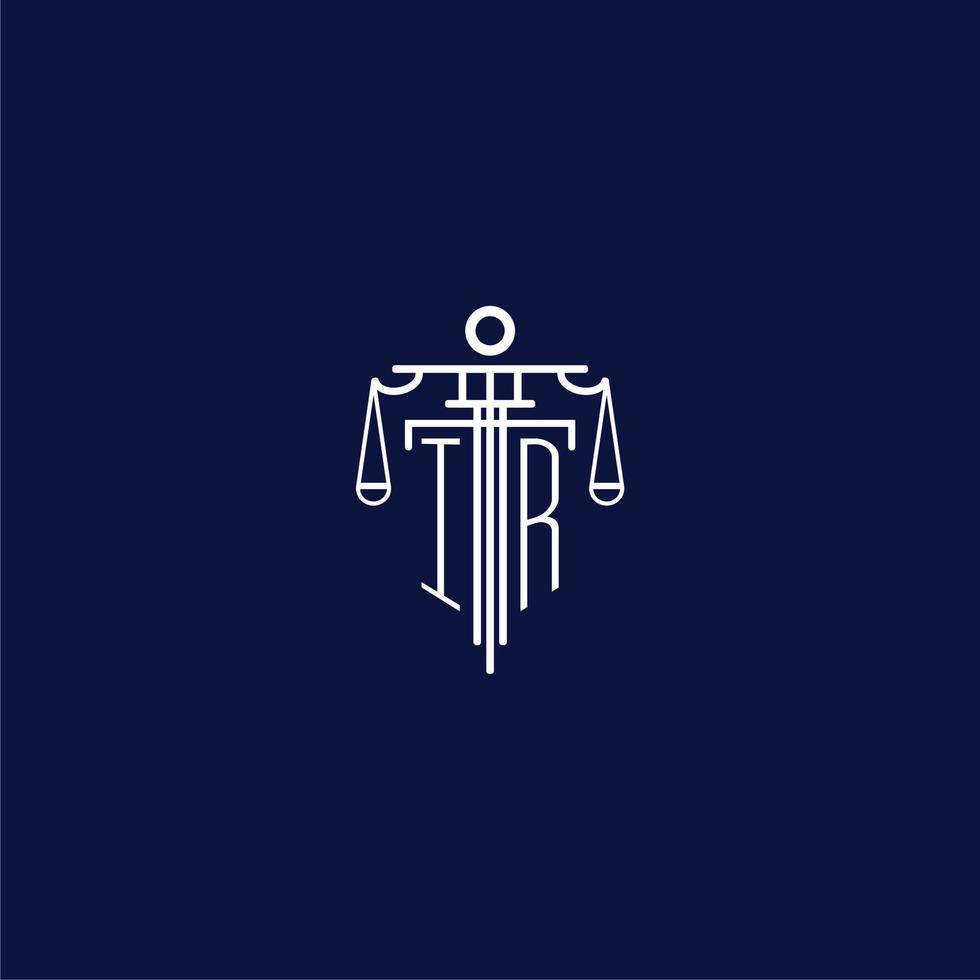 IR initial monogram logo for lawfirm with scale vector design