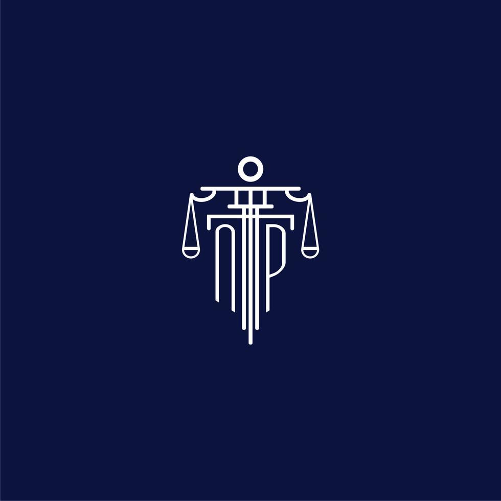 NP initial monogram logo for lawfirm with scale vector design