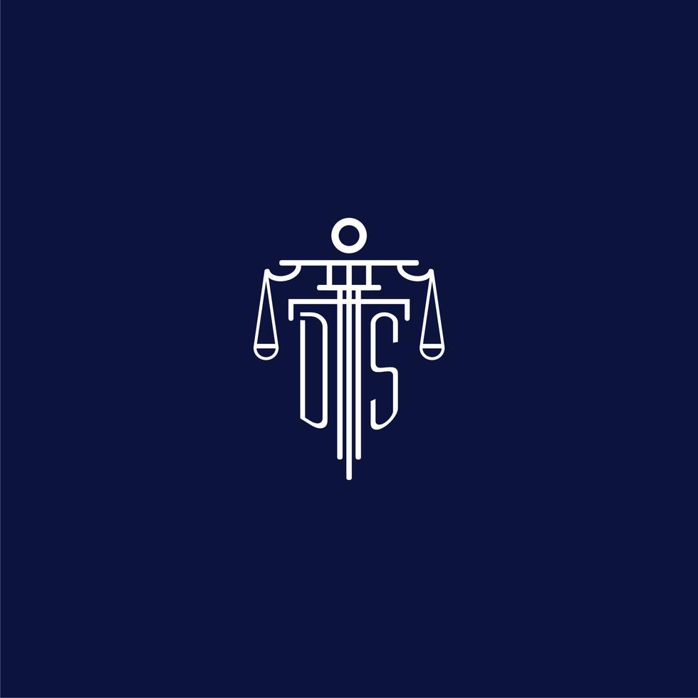 DS initial monogram logo for lawfirm with scale vector design