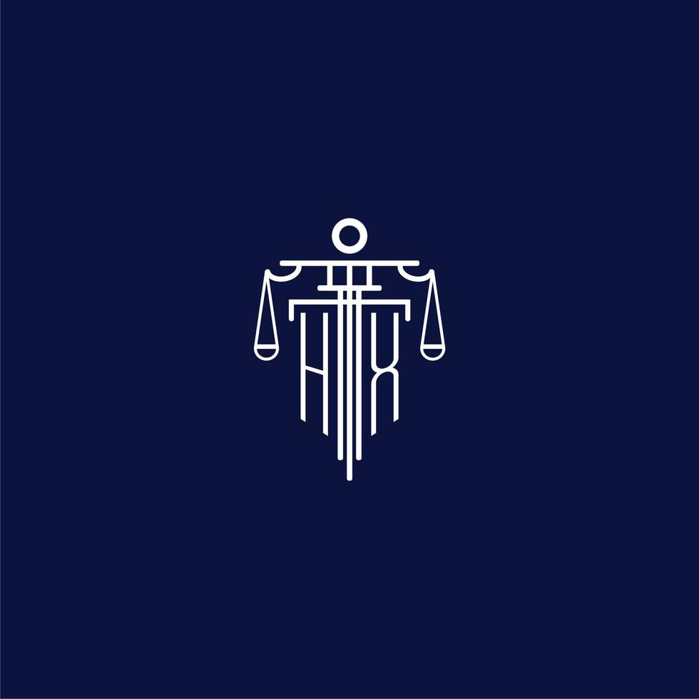 HX initial monogram logo for lawfirm with scale vector design
