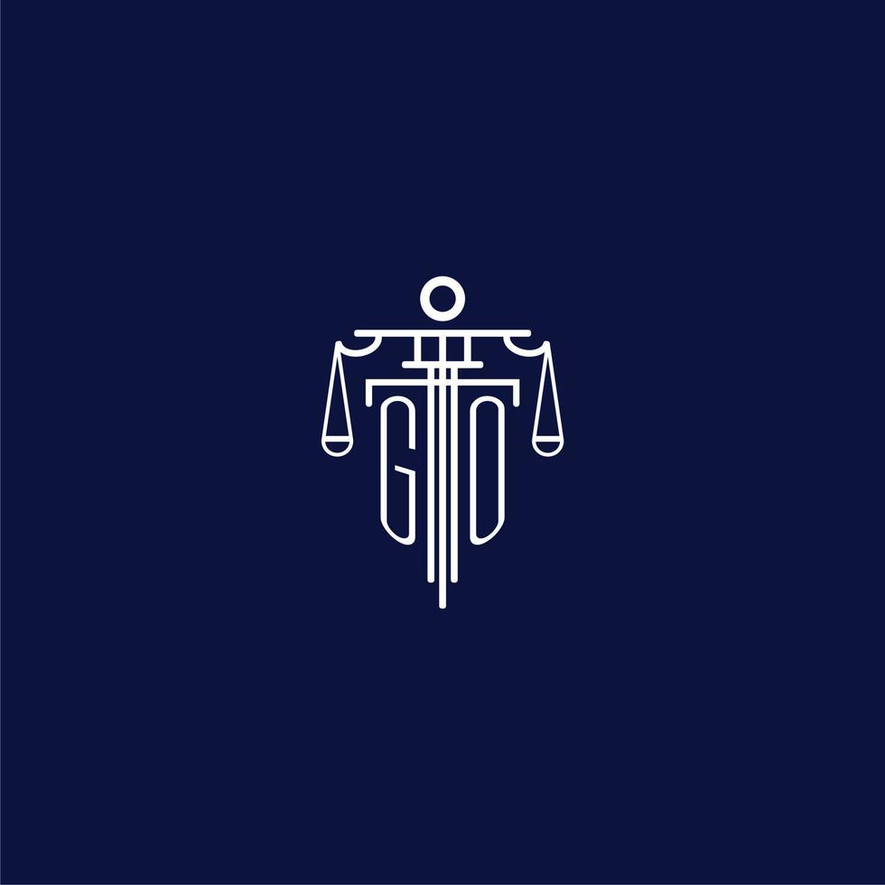 GO initial monogram logo for lawfirm with scale vector design