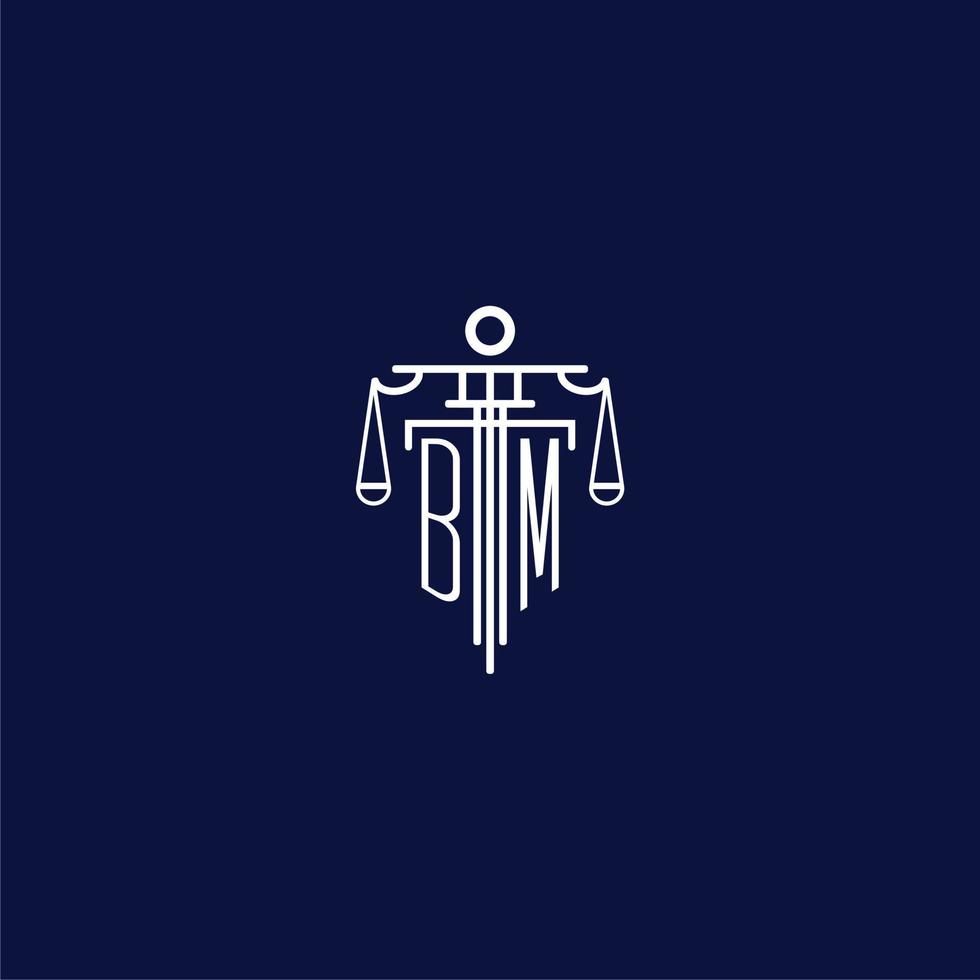 BM initial monogram logo for lawfirm with scale vector design