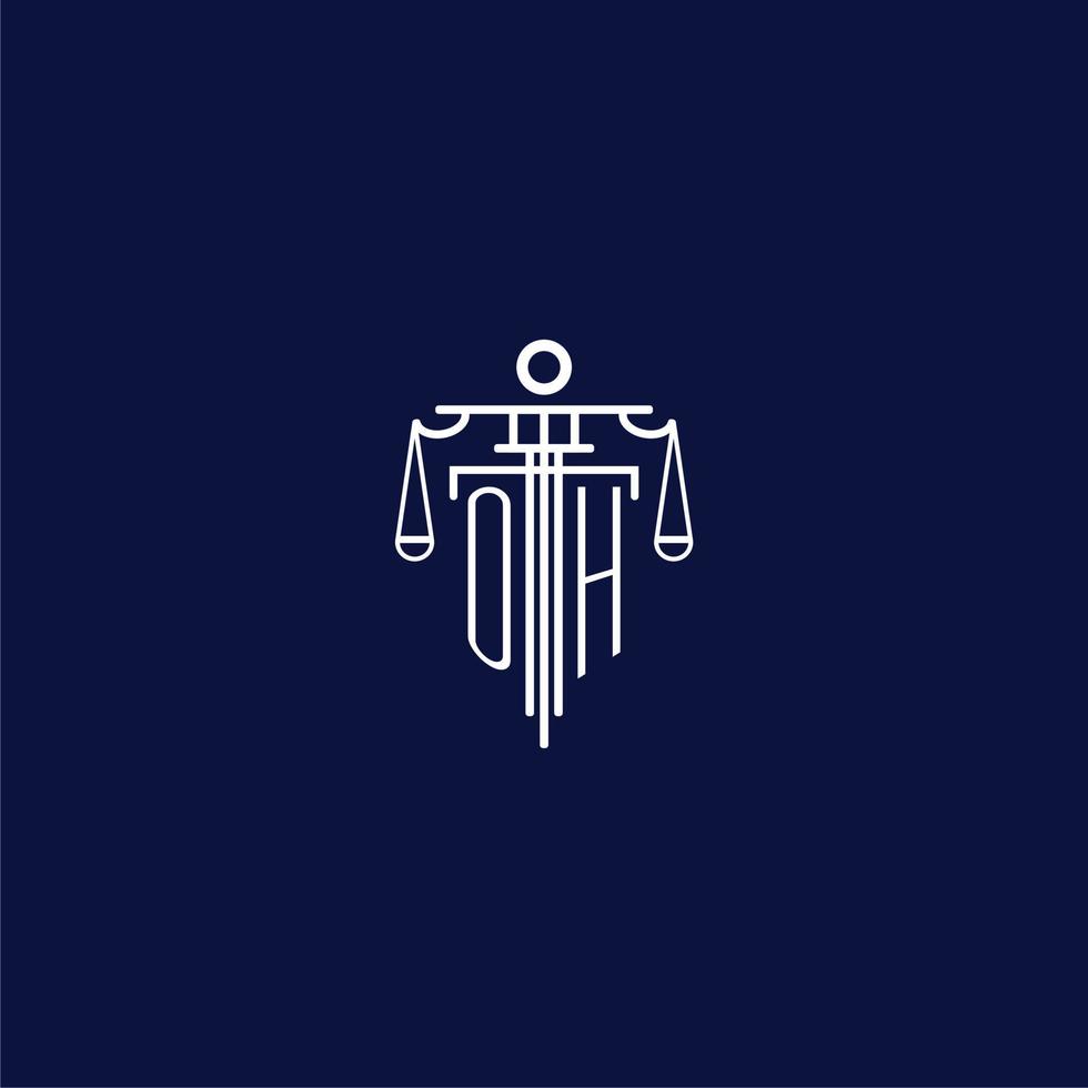 OH initial monogram logo for lawfirm with scale vector design