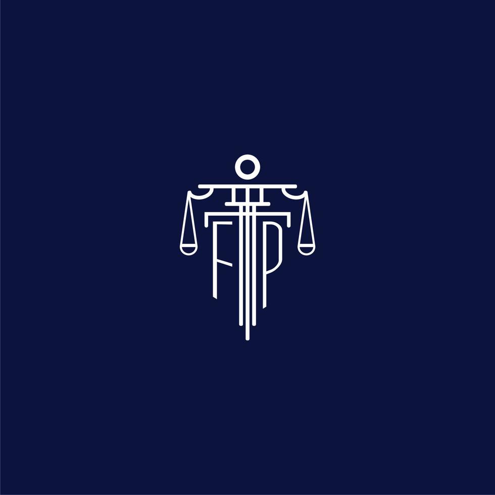 FP initial monogram logo for lawfirm with scale vector design