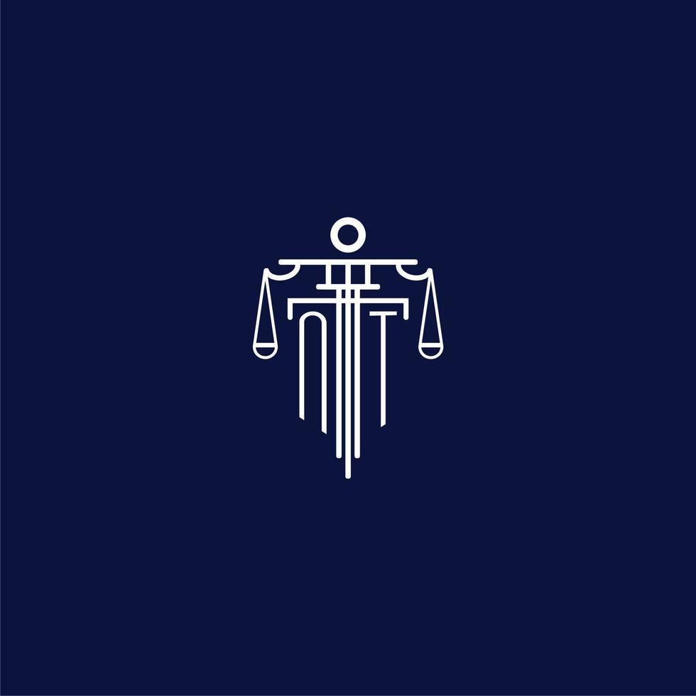 NT initial monogram logo for lawfirm with scale vector design