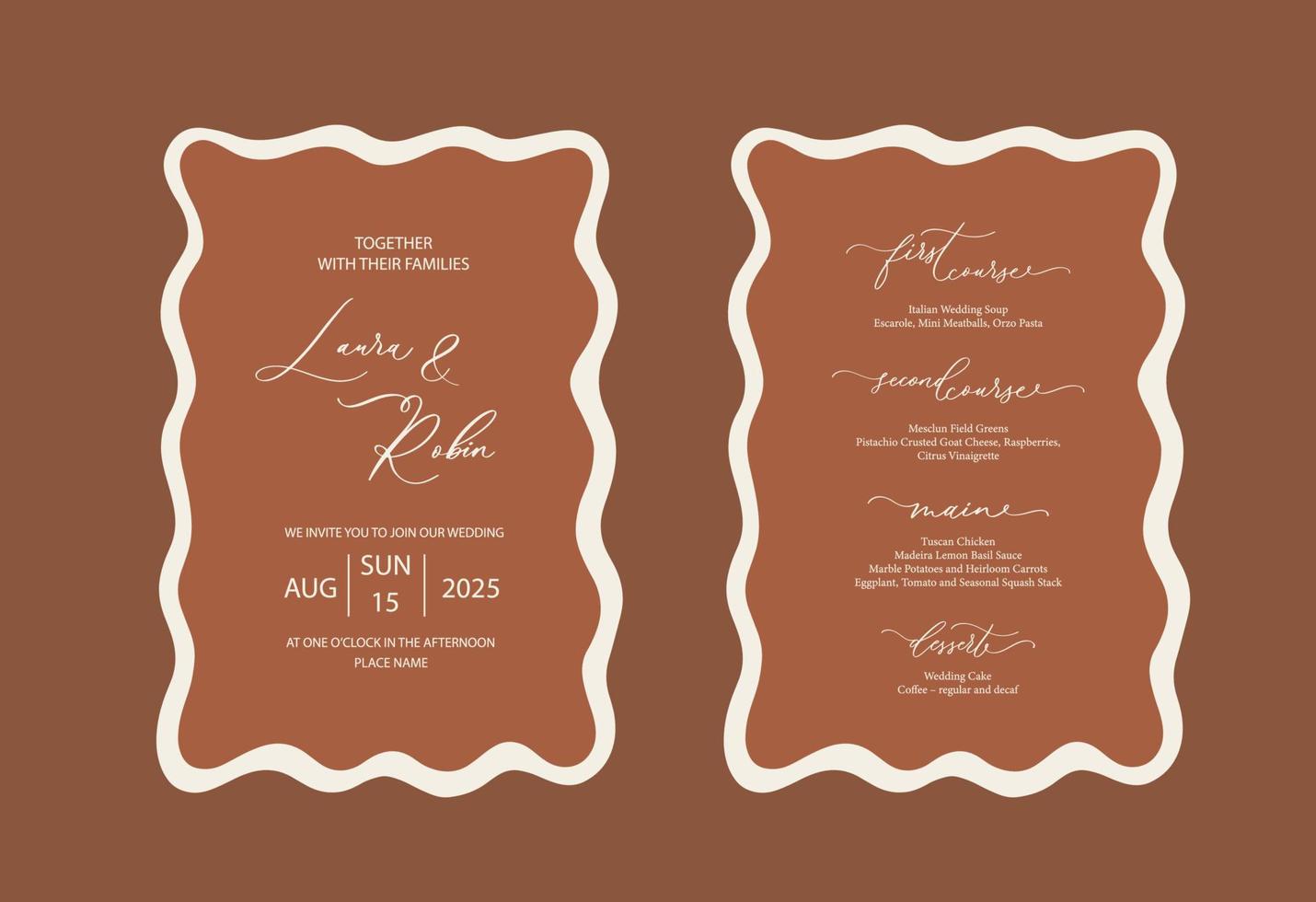 Luxury Wavy Edge Wedding Invitation card background. Abstract art background vector design for wedding and vip cover template.