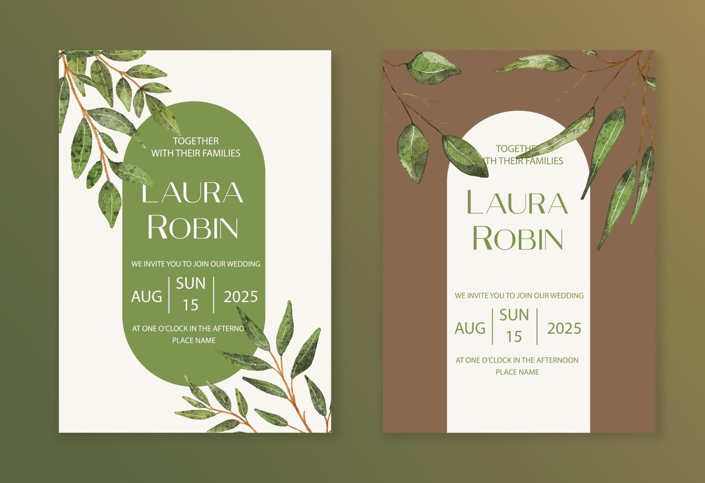 fondo de tarjeta de invitación de boda de arco de lujo con hojas botánicas de acuarela verde. diseño vectorial de fondo de arte floral abstracto para boda y plantilla de portada vip. vector