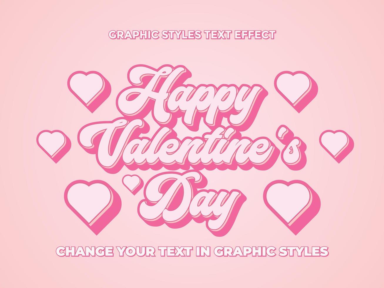 feliz día de san valentín rosa degradado efecto de texto editable vector