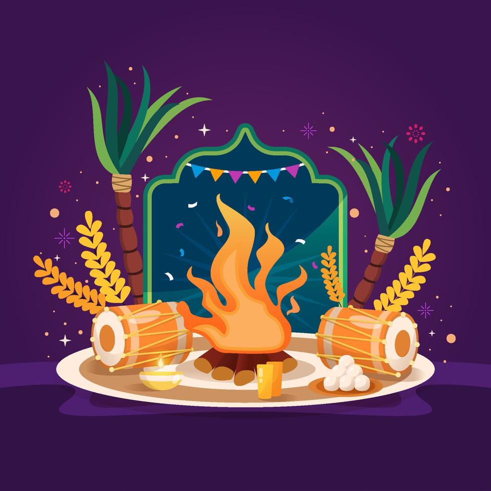 Lohri Festival Celebration vector