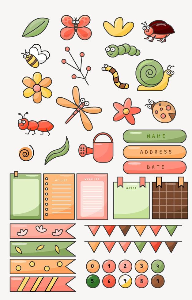 Doodle Spring Journal Templates vector