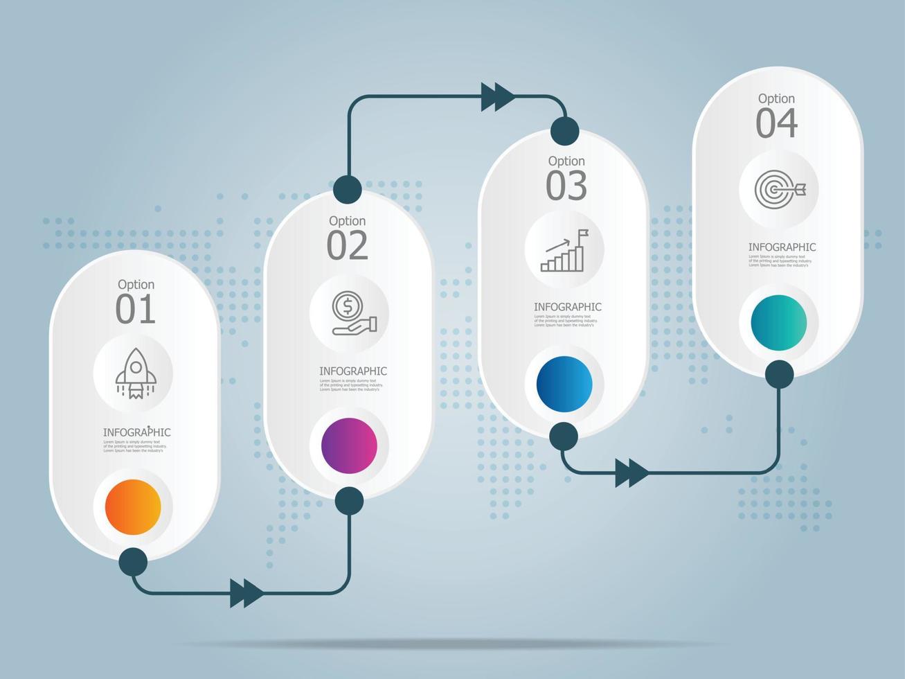 elemento de infografía de pasos de línea de tiempo horizontal vector