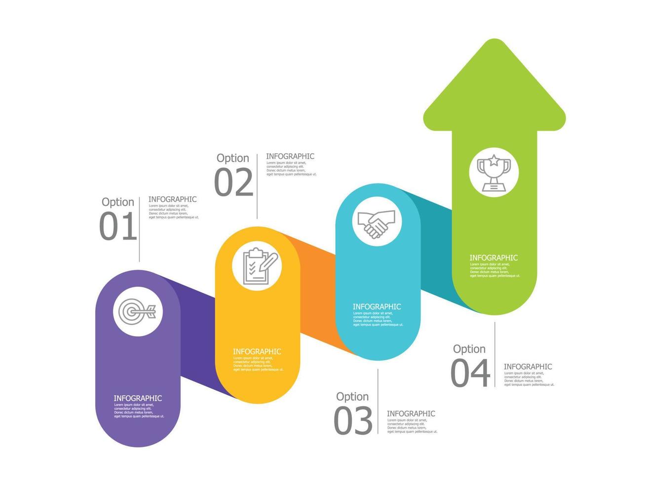 infografía de línea de tiempo de flecha de crecimiento horizontal vector