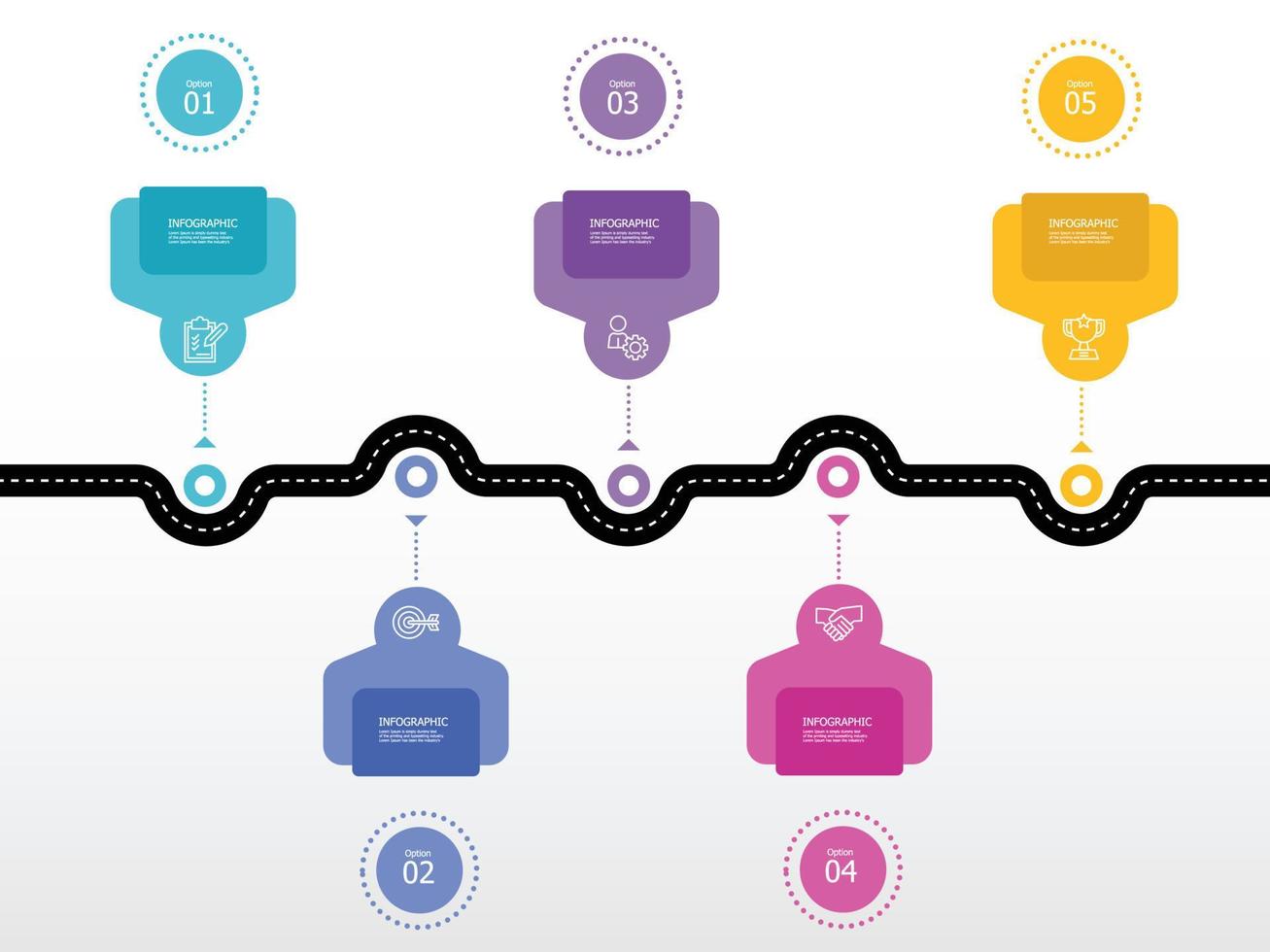 horizontal timeline infographic element report background vector