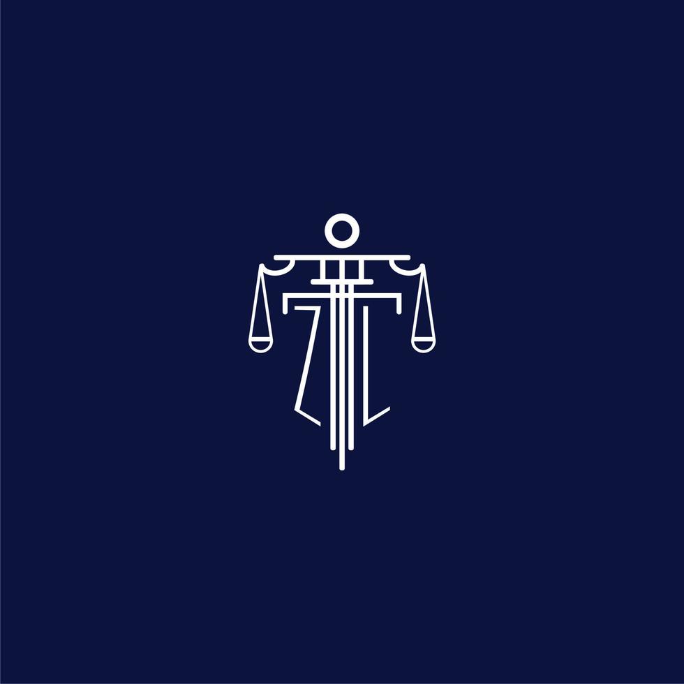 logotipo de monograma inicial zl para bufete de abogados con diseño de vector de escala