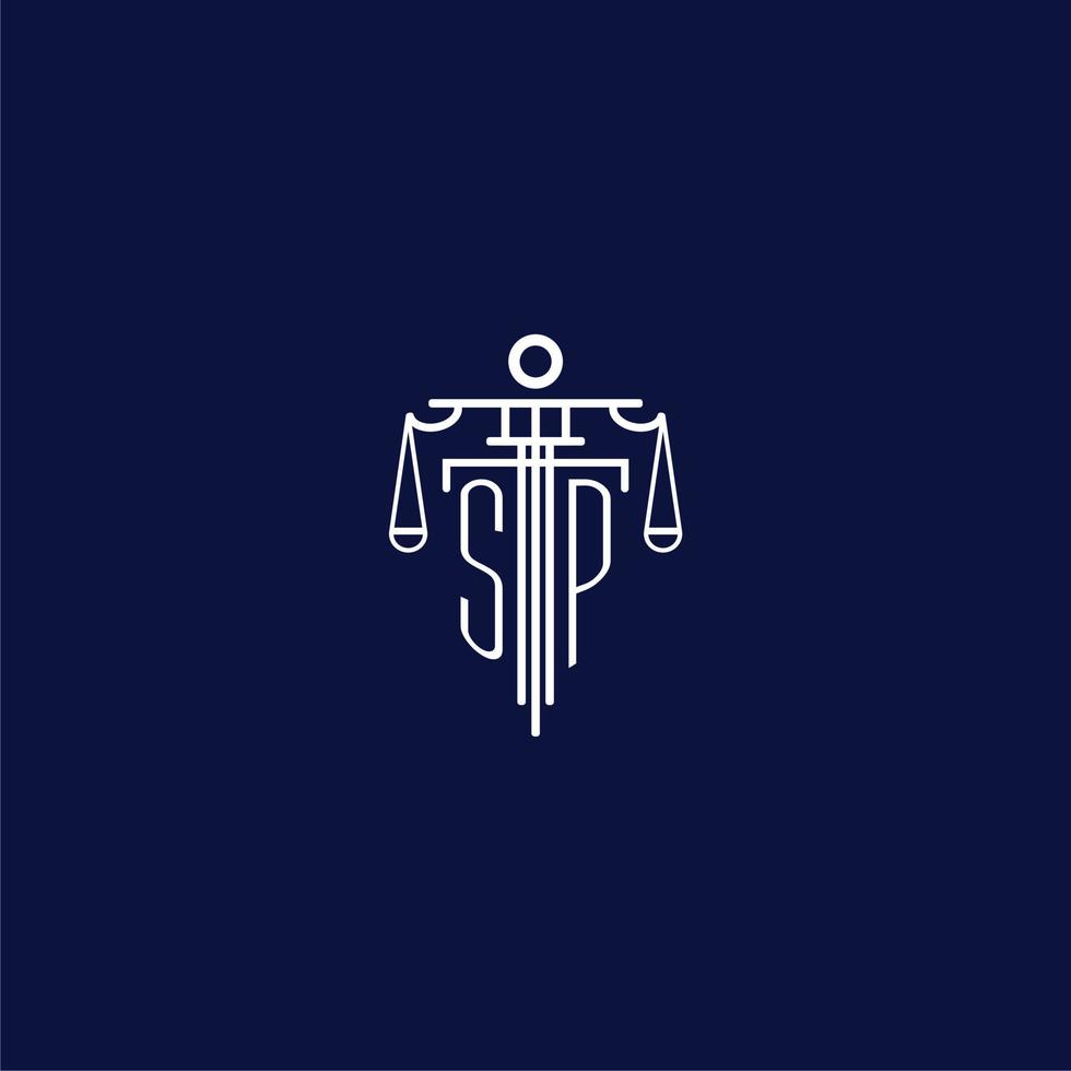 SP initial monogram logo for lawfirm with scale vector design