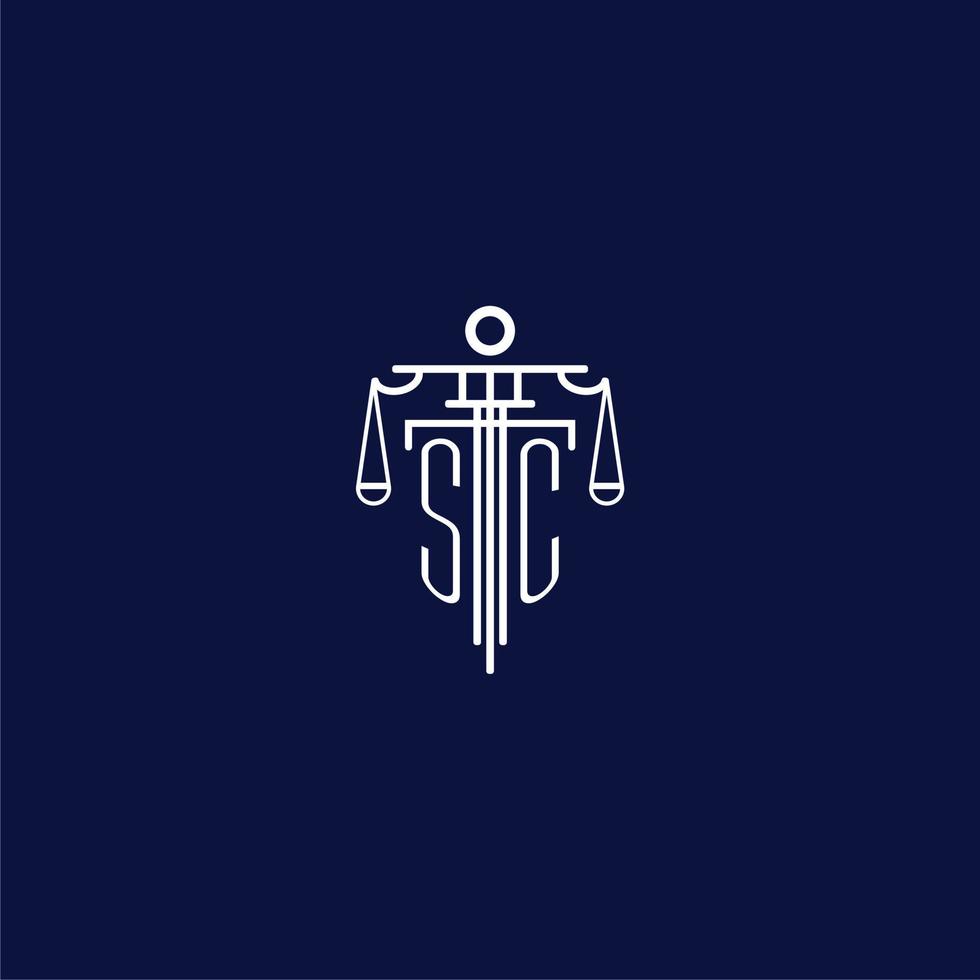 SC initial monogram logo for lawfirm with scale vector design